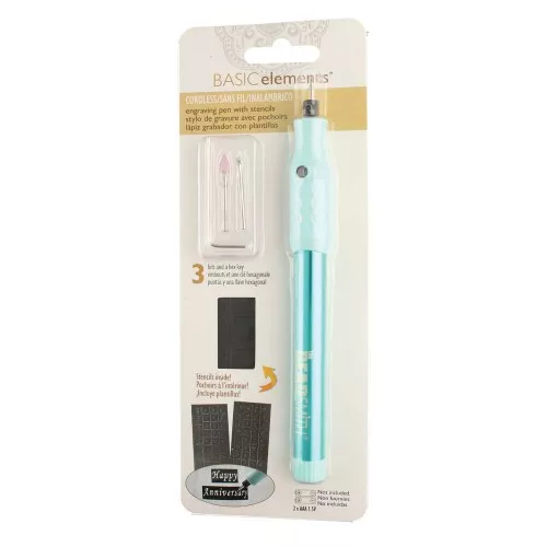 Stylo pour gravure ergonomique sans fil avec 2 pochoirs et 3 embouts x1