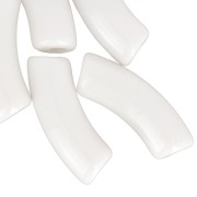 Perles tube incurvé en acrylique opaque 35x11 mm - Crème x6