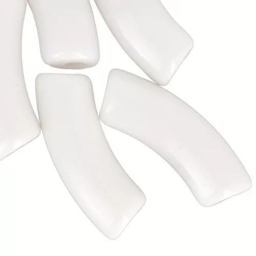 Perles tube incurvé 35x11 mm en acrylique opaque - Crème x6