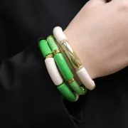 Perles tube incurvé 35x11 mm en acrylique opaque - Crème x6