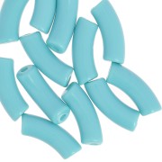 Perles tube incurvé en acrylique opaque 35x11 mm - Bleu glacier x6