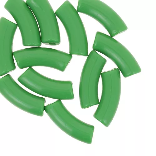 Perles tube incurvé 35x11 mm en acrylique opaque - Vert x6