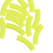Perles tube incurvé en acrylique opaque 32x8 mm - Jaune fluo x6