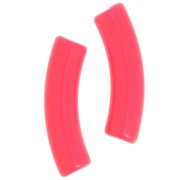 Perles tube incurvé en acrylique opaque 32x8 mm - Rose corail fluo x6