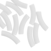 Perles tube incurvé en acrylique opaque 32x8 mm - Blanc x6