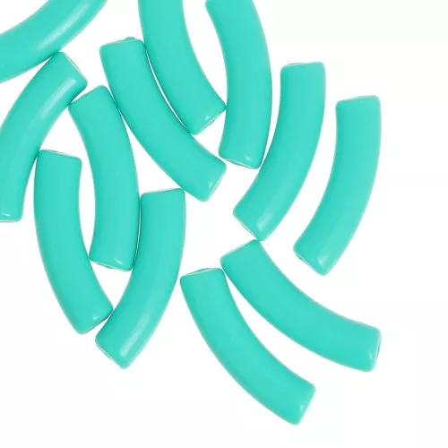 Perles tube incurvé 32x8 mm en acrylique opaque - Vert turquoise x6