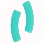 Perles tube incurvé en acrylique opaque 32x8 mm - Vert turquoise x6