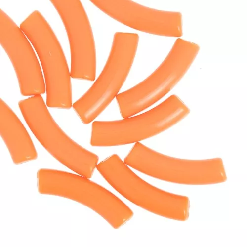 Perles tube incurvé 32x8 mm en acrylique opaque - Orange x6