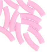 Perles tube incurvé en acrylique opaque 32x8 mm - Rose clair x6