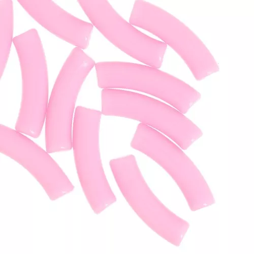 Perles tube incurvé 32x8 mm en acrylique opaque - Rose clair x6