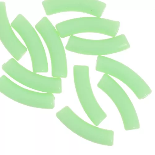 Perles tube incurvé 32x8 mm en acrylique opaque - Vert clair x6