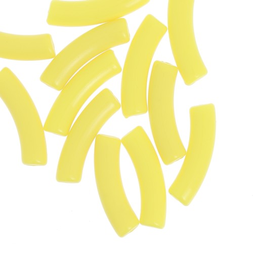 Perles tube incurvé 32x8 mm en acrylique opaque - Jaune x6
