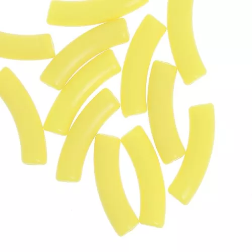 Perles tube incurvé 32x8 mm en acrylique opaque - Jaune x6