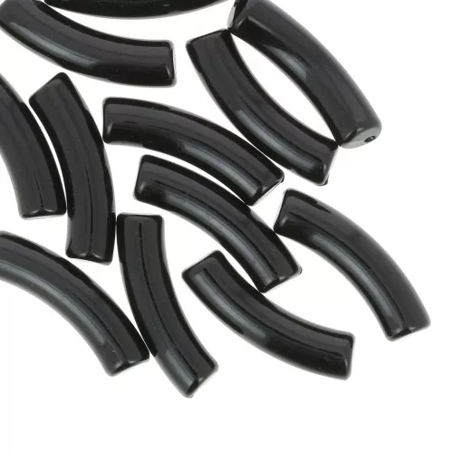 Perles tube incurvé 32x8 mm en acrylique opaque - Noir x6