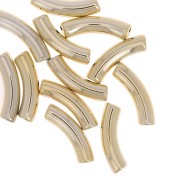 Perles tube incurvé 32x8 mm en acrylique opaque - Doré x6
