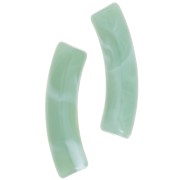 Perles tube incurvé 32x8 mm en acrylique transparent - Marbré Vert sauge x6