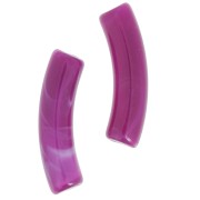 Perles tube incurvé 32x8 mm en acrylique transparent - Marbré Prune x6