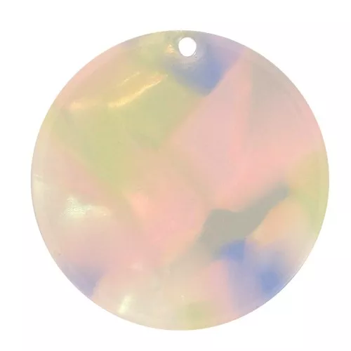 Pendentif rond 30 mm en acétate - Marbré Multicolore nacré x1