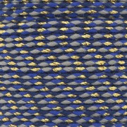 Cordon en coton tressé et fil métallisé 1.5 mm - Bleu foncé - Taupe - Doré x1m