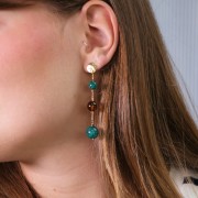 Perles rondes 8 mm en acrylique - Marbré Blanc - Turquoise x20