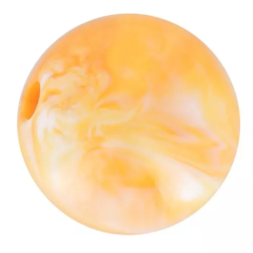 Perles rondes 10 mm en acrylique - Marbré Blanc - Orange x15
