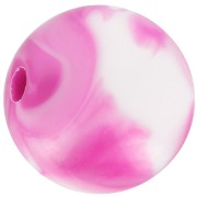Perles rondes 12 mm en acrylique - Marbré Blanc - Fuchsia x10|raw }}