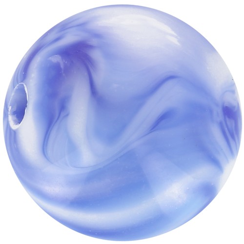 Perles rondes 12 mm en acrylique - Marbré Blanc - Bleu foncé x10