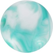 Perles rondes 12 mm en acrylique - Marbré Blanc - Turquoise x10|raw }}