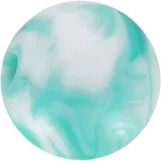 Perles rondes 12 mm en acrylique - Marbré Blanc - Turquoise x10