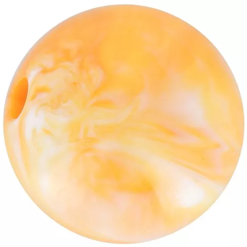 Perles rondes 13 mm en acrylique - Marbré Blanc - Orange x6