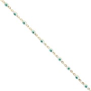 Chaîne fantaisie avec oeil résine époxy 4mm Acier inox Doré - Blanc -Turquoise x1m|raw }}