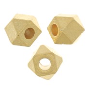 Perle cube facetté 4x5 mm - Argent 925 Doré à l'or fin x1