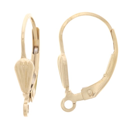 Dormeuses avec anneau ouvert 17 mm - motif coquillage - Gold filled (or laminé) x2