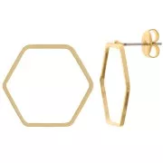Boucles d'oreilles hexagone évidé 20x22 mm - Plaqué Or 3 microns x2