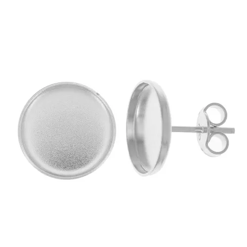 Clous d'oreilles pour cabochon fond plat 10 mm - Argent 925 x2