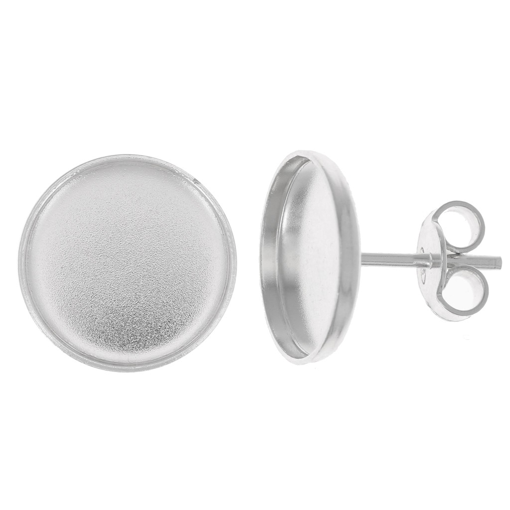 30 Orecchini A Perno Per Cabochon Rotondi 12mm – Placcati Argento, Senza Nichel, Perlin M490