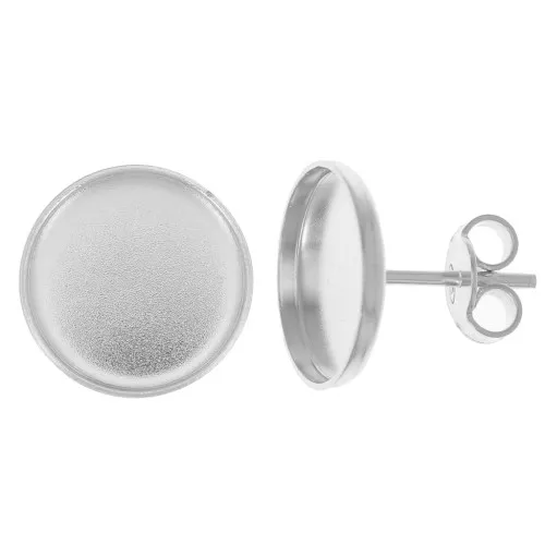 Clous d'oreilles pour cabochon fond plat 12 mm - Argent 925 x2