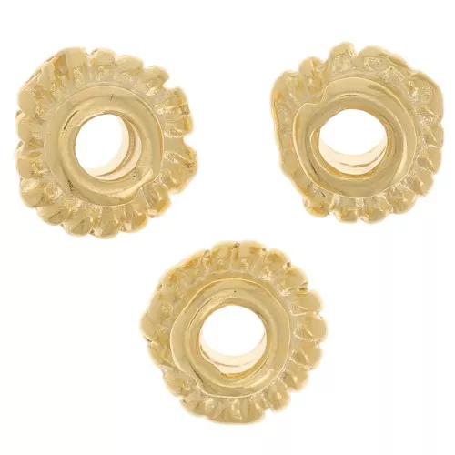 Perles rondelles striées 6 mm - Doré à l'or fin x6