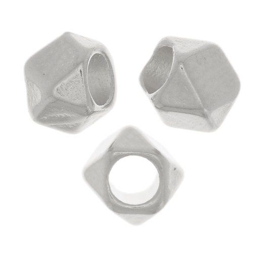 Perles cube facetté 4x5 mm - Argenté vieilli x5