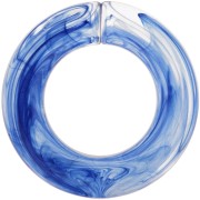 Maillon rond plat en acrylique transparent 31.5 mm - Marbré bleu foncé x1