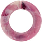 Maillon rond plat en acrylique 31.5 mm - Marbré Framboise - Blanc x1|raw }}