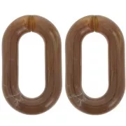Maillon ovale en acrylique 39x24 mm - Marbré marron x1