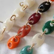 Maillon grain de café en acrylique 32x23 mm - Marbré Terracotta x1