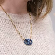 Maillon grain de café en acrylique 32x23 mm - Bleu gris x1