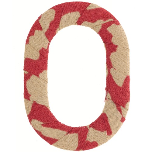 Maillon ovale 50x35.5 mm en plastique recouvert de tissus - Rouille - Beige x1