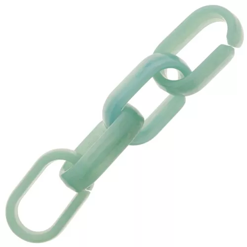 Maillon ovale en acrylique 19x12 mm - Marbré Vert d'eau x1