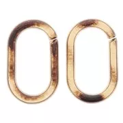 Maillon ovale en acrylique transparent 19x12 mm - Motif léopard Marron - Noir x1