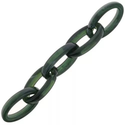 Maillon ovale en acrylique 35x19 mm - Marbré Vert foncé x1