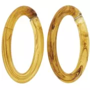 Maillon ovale en acrylique transparent 35x19 mm - Marbré Marron - Miel x1