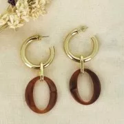 Maillon ovale en acrylique transparent 39x34 mm - Marbré Lilas x1